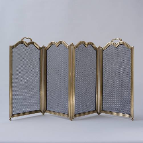 Vintage fire screen, fireplace fireguard, foldable, gilt bronze, Neoclassical, 1940`s ca, Italian 